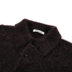 AURALEE KID MOHAIR KNIT POLO DARK BROWN -N.HOOLYWOOD Shop al13
