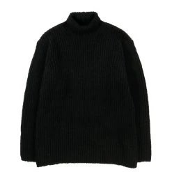 AURALEE WOOL BABY CAMEL KNIT TURTLENECK BLACK