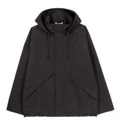 AURALEE WASHI POLY HIGH DENSITY CLOTH HOODED ZIP BLOUSON DARK BROWN