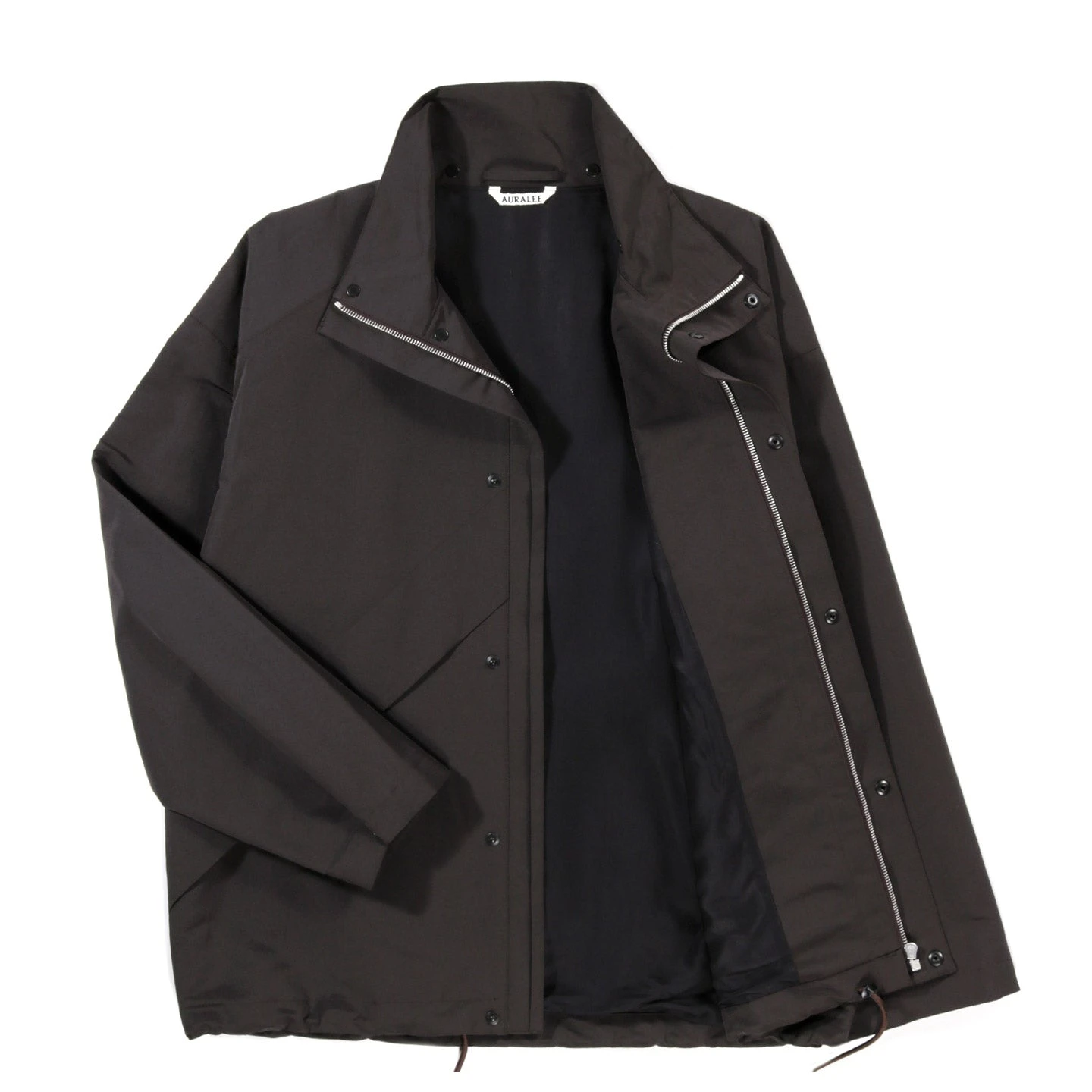 AURALEE WASHI POLY HIGH DENSITY CLOTH HOODED ZIP BLOUSON DARK BROWN 3 AURALEE WASHI POLY HIGH DENSITY CLOTH HOODED ZIP BLOUSON DARK BROWN - Image 3