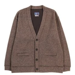 BLUE BLUE JAPAN RECYCLED WOOL CARDIGAN BROWN