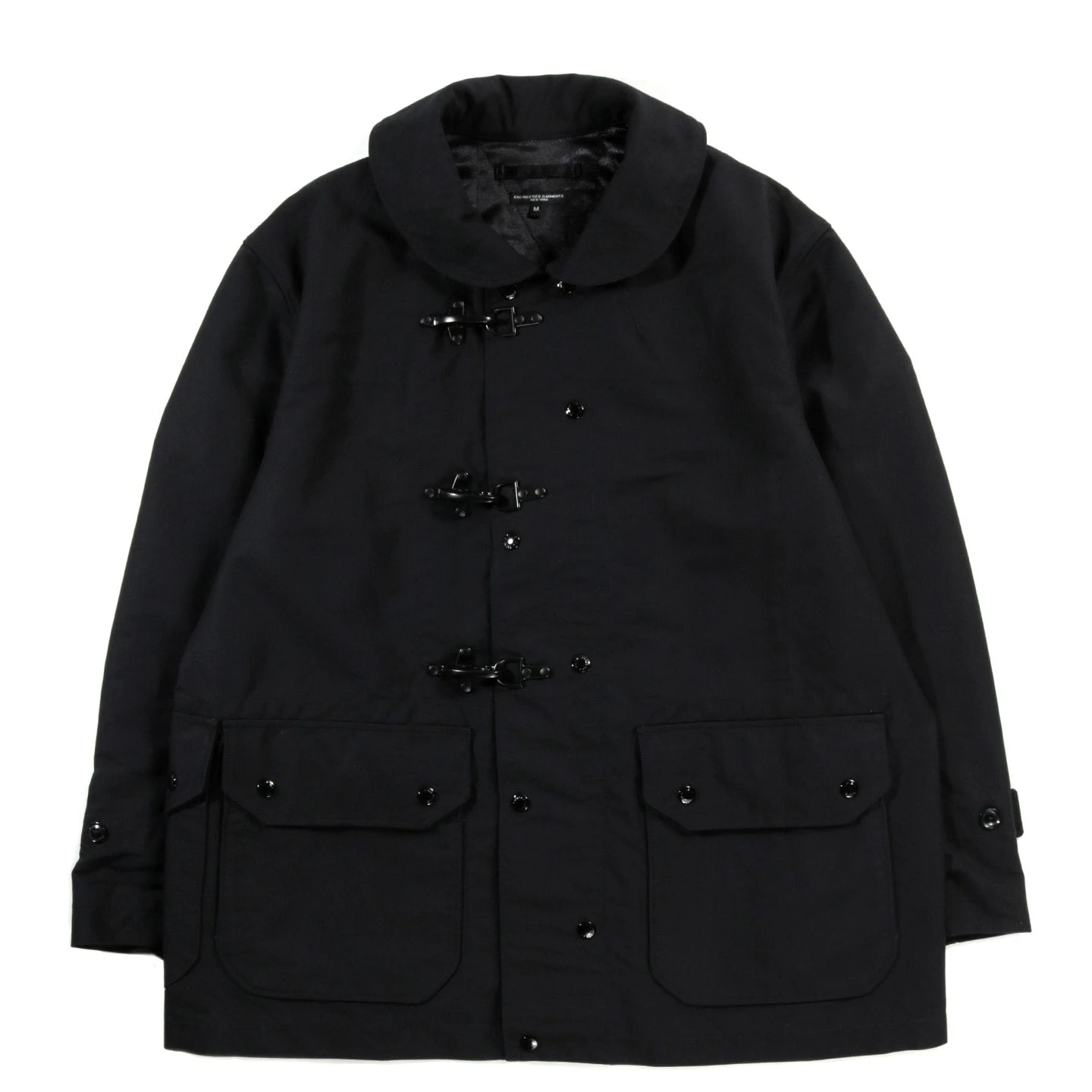 ENGINEERED GARMENTS SHORT DUFFLE JACKET BLACK COTTON DOUBLE CLOTH 1 ENGINEERED GARMENTS SHORT DUFFLE JACKET BLACK COTTON DOUBLE CLOTH