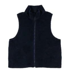 ENGINEERED GARMENTS HIGH MOCK VEST NAVY WOOL POLY SHAGGY KNIT