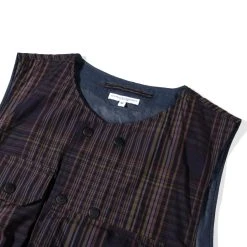 ENGINEERED GARMENTS COVER VEST MULTI COLOR NYCO PLAID -N.HOOLYWOOD Shop egd37