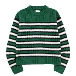 ERL STRIPES CREW NECK SWEATER GREEN