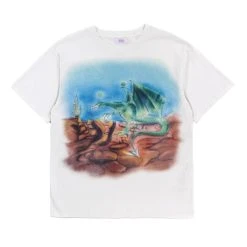 ERL DRAGON PRINT T-SHIRT WHITE / BLUE