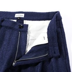 HOUSE OF ST. CLAIR SINGLE PLEAT TROUSER NAVY BOILED WOOL -N.HOOLYWOOD Shop hscd10