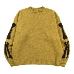 KAPITAL 5G WOOL BONE CREW SWEATER MUSTARD