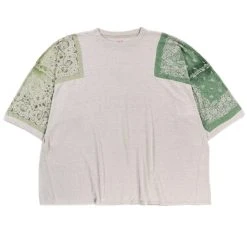 KAPITAL LINEN JERSEY BANDANA HUGE-T BOTANICAL LIGHT GREEN