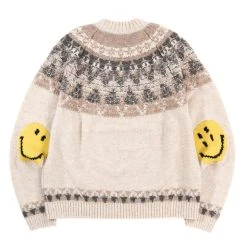 KAPITAL 5G WOOL NORDIC SMILIE PATCH RAGLAN SWEATER ECRU -N.HOOLYWOOD Shop k23 8b9a435c 4ffc 4b17 a200 26896eadd487
