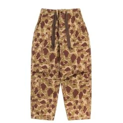 KAPITAL HERRINGBONE HAPPY PEEK-A-BOO CAMO EASY PANTS BEIGE KHAKI