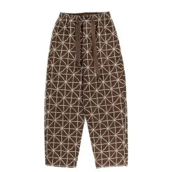 KAPITAL 8OZ COLOR DENIM FOLK-DOJO EMBROIDERY EASY PANTS BROWN