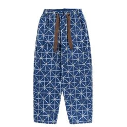 KAPITAL 8OZ DENIM FOLK-DOJO EMBROIDERY EASY PANTS MIDTONE