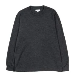 LADY WHITE CO. LONG SLEEVE WOOL T-SHIRT CHARCOAL MELANGE