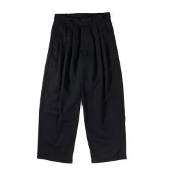 MONITALY TRIPLE TUCK WIDE PANTS SEGAL RIPSTOP BLACK