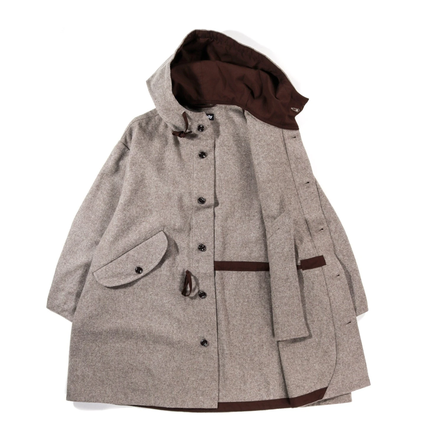 MONITALY CZECH COAT WOOL FLANNEL DARK BEIGE 2 MONITALY CZECH COAT WOOL FLANNEL DARK BEIGE - Image 2