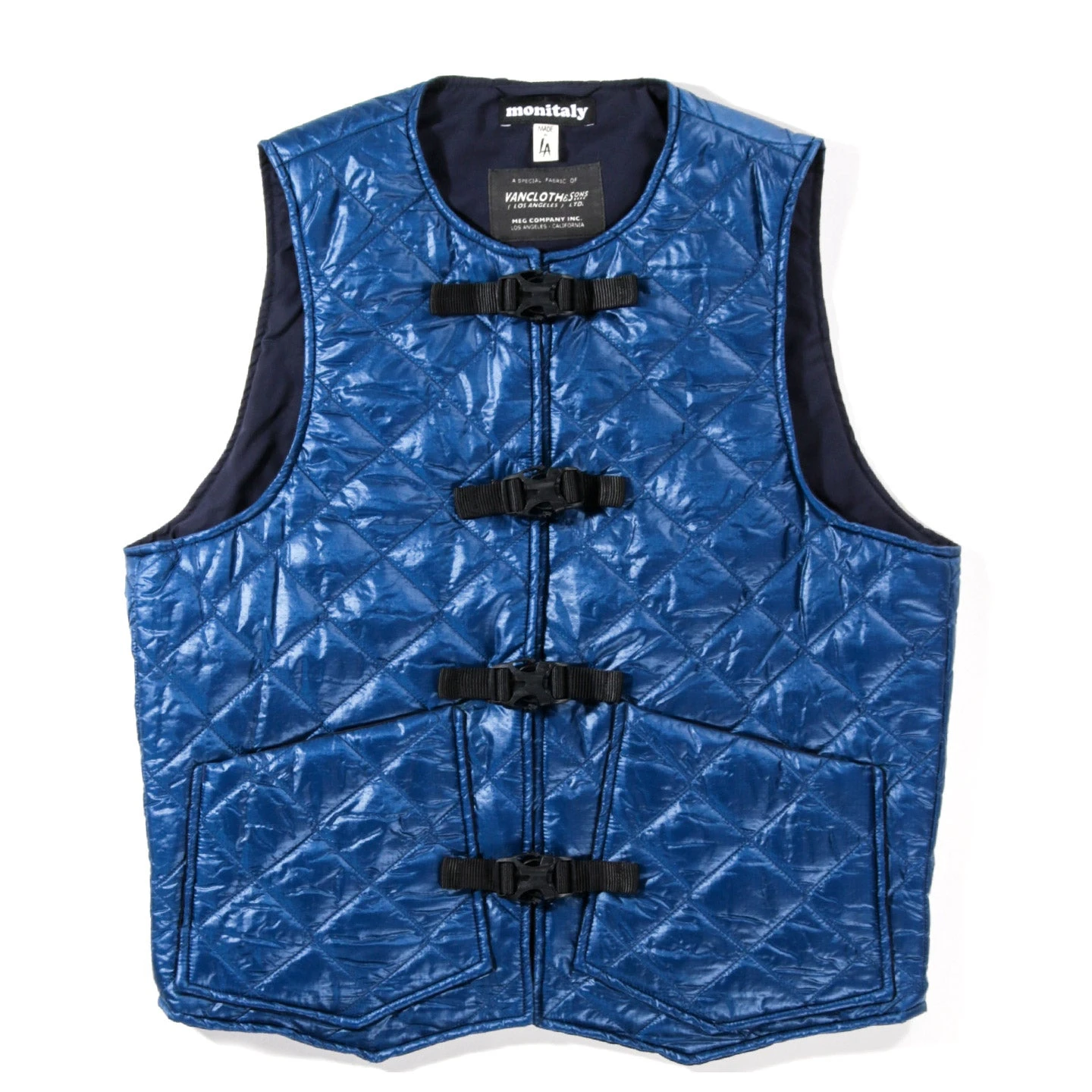 MONITALY QUILTED CINCHO VEST ZIGZAG NAVY 1 MONITALY QUILTED CINCHO VEST ZIGZAG NAVY