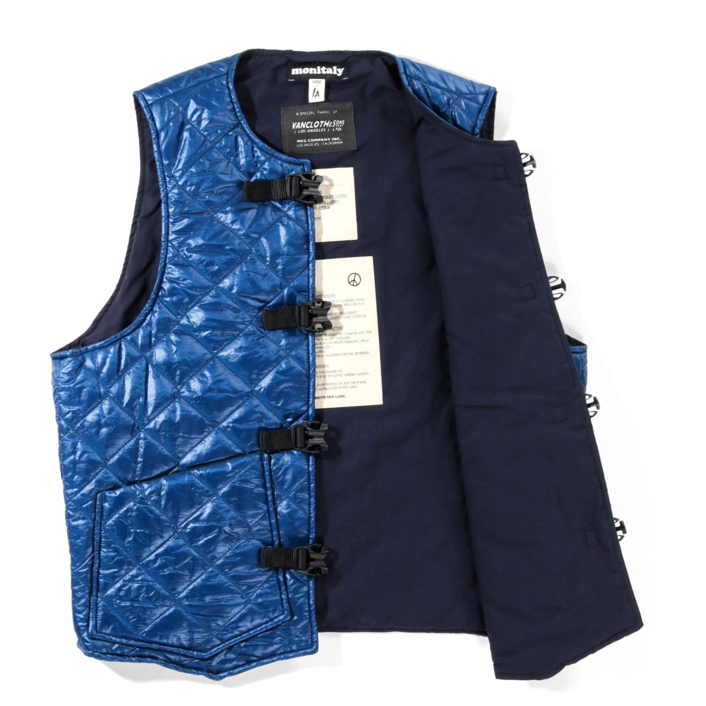 MONITALY QUILTED CINCHO VEST ZIGZAG NAVY 2 MONITALY QUILTED CINCHO VEST ZIGZAG NAVY - Image 2