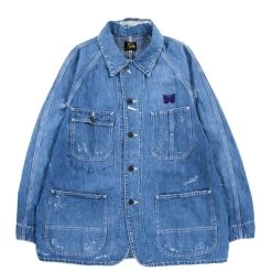 NEEDLES COVERALL 10 OZ COTTON LINEN DENIM DISTRESSED