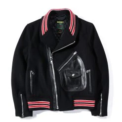 SCHOTT PERFECTO SCHOTT WOOL MOTO VARSITY JACKET BLACK