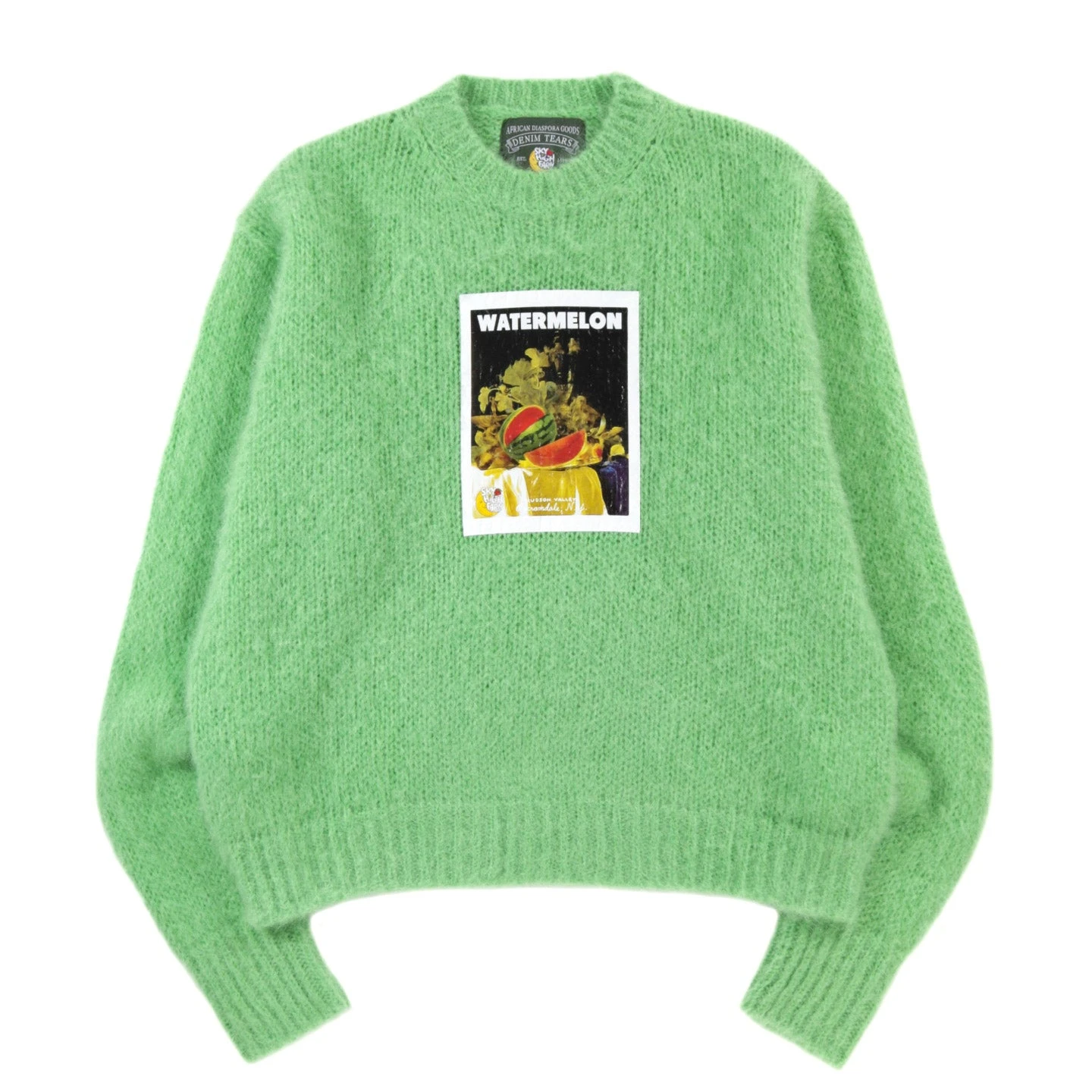 SKY HIGH FARM WORKWEAR DENIM TEARS MOHAIR PRINT SWEATER GREEN 1 SKY HIGH FARM WORKWEAR DENIM TEARS MOHAIR PRINT SWEATER GREEN