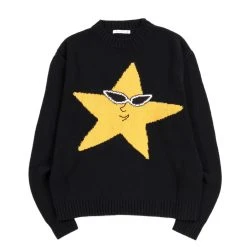 SKY HIGH FARM WORKWEAR RECYCLED COTTON INTARSIA SWEATER BLACK