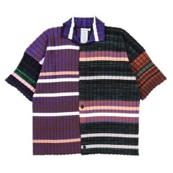 WASTE YARN PROJECT BIG RIBS LUKA SHIRT DARK MELANGE STRIPES - S (A)