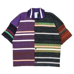 WASTE YARN PROJECT BIG RIBS LUKA SHIRT DARK MELANGE STRIPES - L (B)