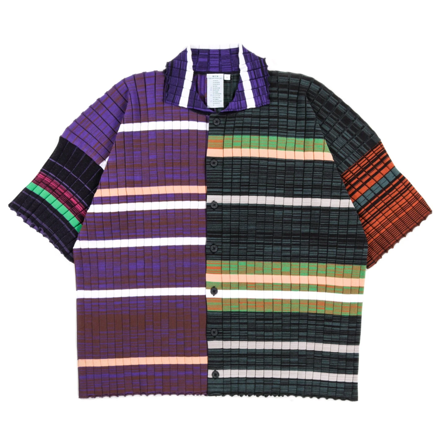 WASTE YARN PROJECT BIG RIBS LUKA SHIRT DARK MELANGE STRIPES - L (B) 1 WASTE YARN PROJECT BIG RIBS LUKA SHIRT DARK MELANGE STRIPES - L (B)