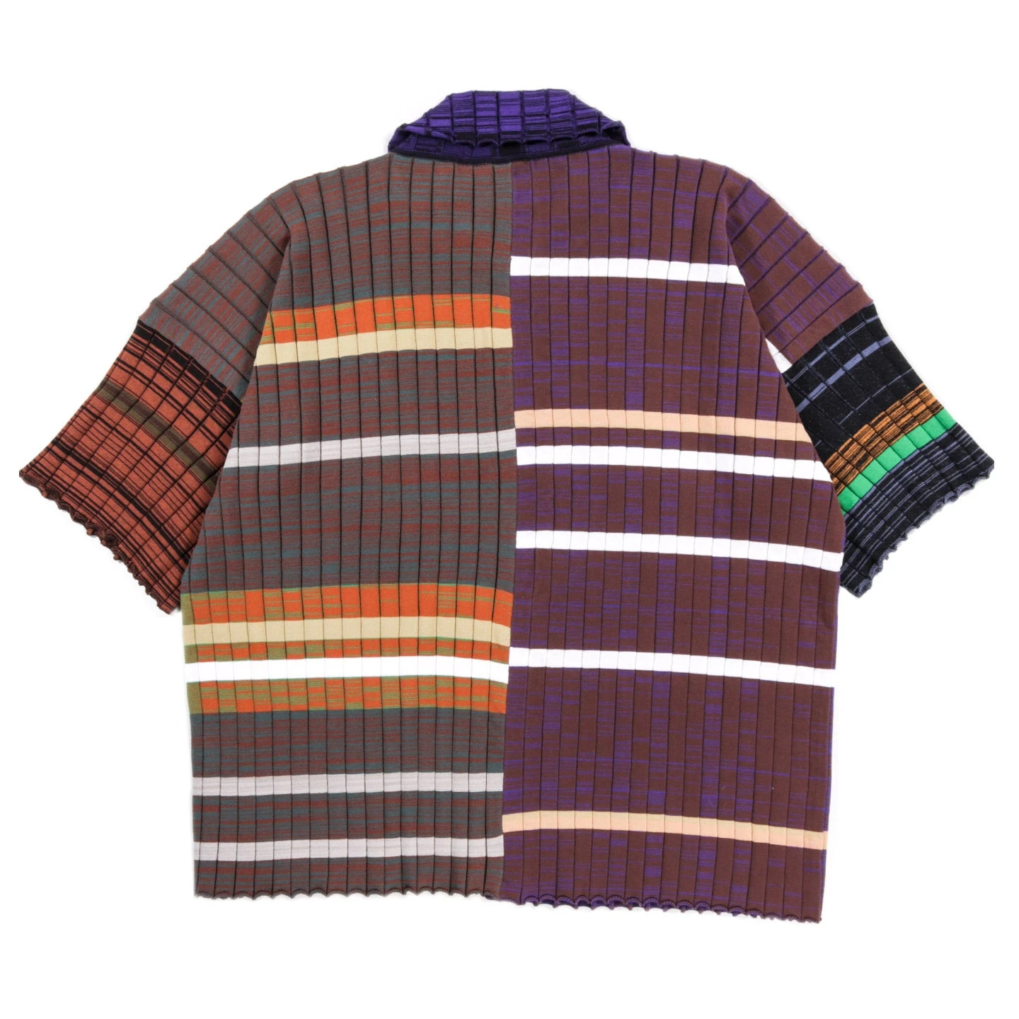 WASTE YARN PROJECT BIG RIBS LUKA SHIRT DARK MELANGE STRIPES - L (C) 2 WASTE YARN PROJECT BIG RIBS LUKA SHIRT DARK MELANGE STRIPES - L (C) - Image 2