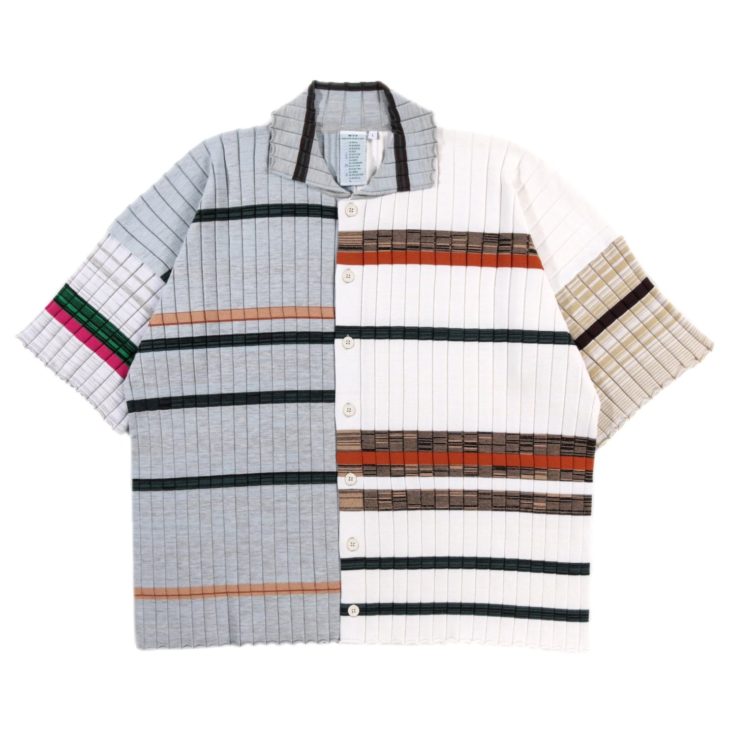 WASTE YARN PROJECT BIG RIBS LUKA SHIRT LIGHT MELANGE STRIPES - L (B) 1 WASTE YARN PROJECT BIG RIBS LUKA SHIRT LIGHT MELANGE STRIPES - L (B)