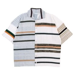 WASTE YARN PROJECT BIG RIBS LUKA SHIRT LIGHT MELANGE STRIPES - L (C)