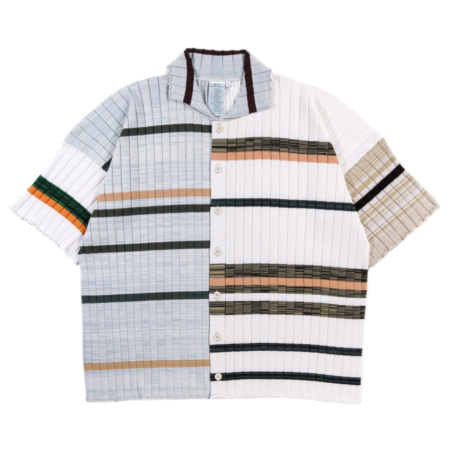 WASTE YARN PROJECT BIG RIBS LUKA SHIRT LIGHT MELANGE STRIPES - L (C) 1 WASTE YARN PROJECT BIG RIBS LUKA SHIRT LIGHT MELANGE STRIPES - L (C)