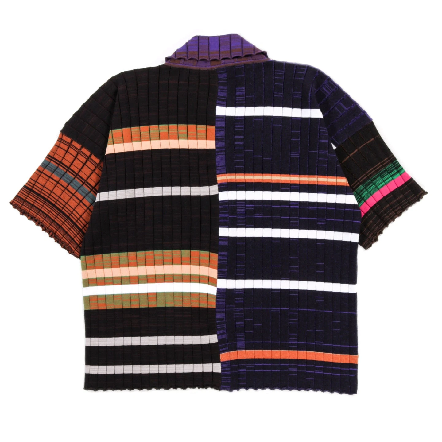 WASTE YARN PROJECT BIG RIBS LUKA SHIRT DARK MELANGE STRIPES - S (C) 2 WASTE YARN PROJECT BIG RIBS LUKA SHIRT DARK MELANGE STRIPES - S (C) - Image 2