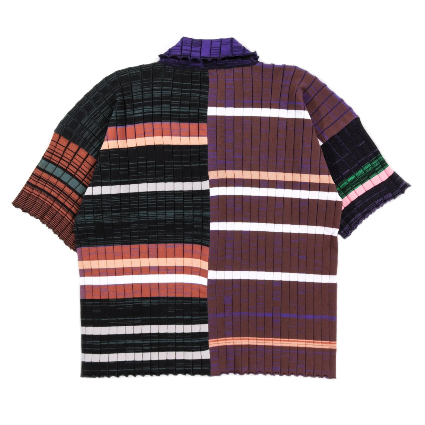 WASTE YARN PROJECT BIG RIBS LUKA SHIRT DARK MELANGE STRIPES - S (A) 2 WASTE YARN PROJECT BIG RIBS LUKA SHIRT DARK MELANGE STRIPES - S (A) - Image 2