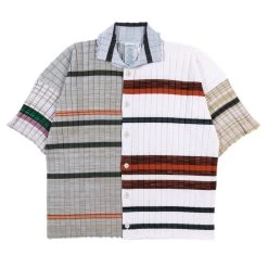 WASTE YARN PROJECT BIG RIBS LUKA SHIRT LIGHT MELANGE STRIPES - S (A)