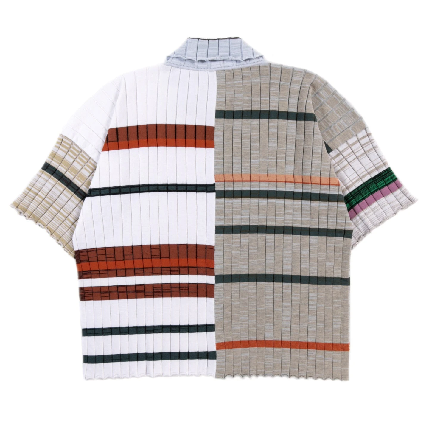 WASTE YARN PROJECT BIG RIBS LUKA SHIRT LIGHT MELANGE STRIPES - S (A) 2 WASTE YARN PROJECT BIG RIBS LUKA SHIRT LIGHT MELANGE STRIPES - S (A) - Image 2