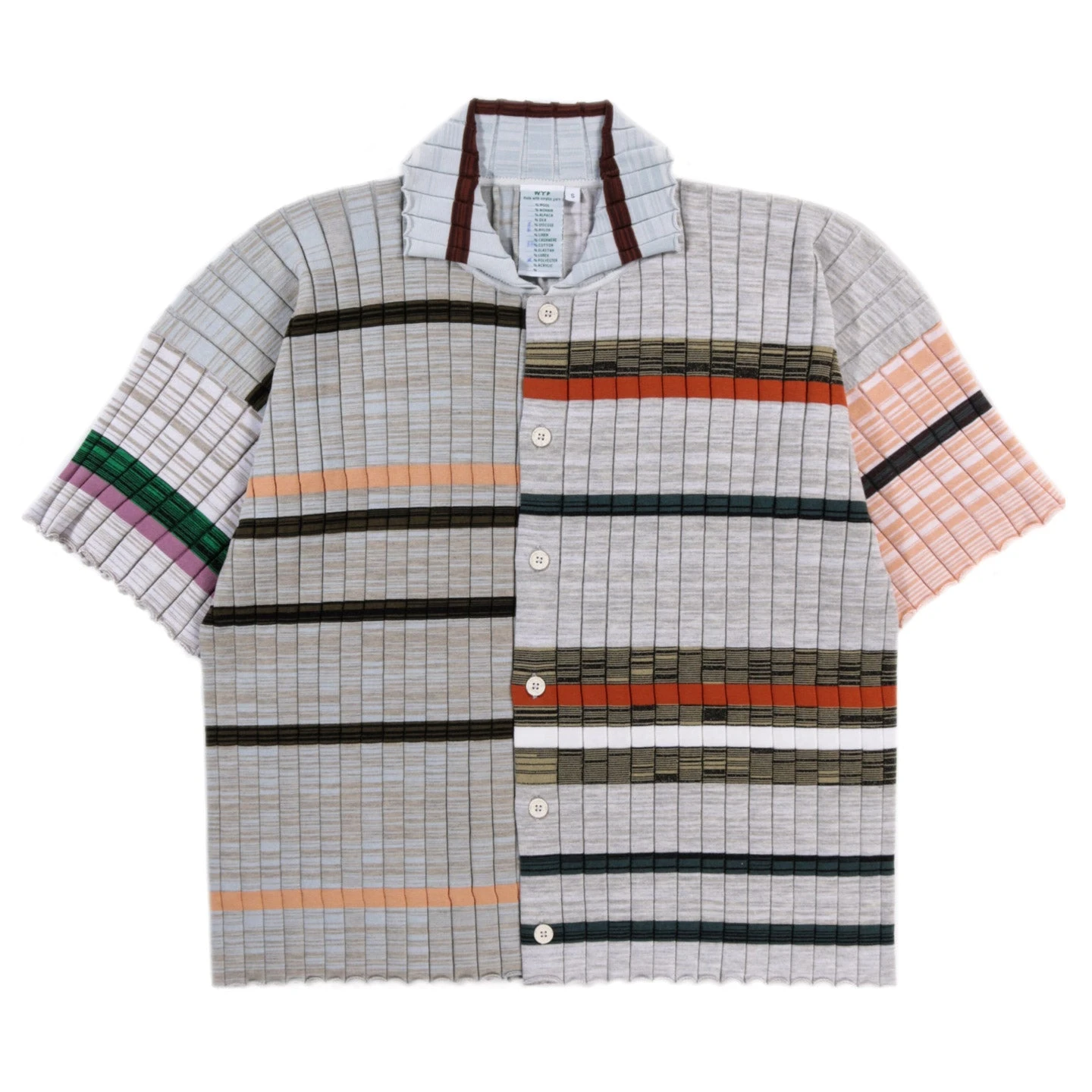 WASTE YARN PROJECT BIG RIBS LUKA SHIRT LIGHT MELANGE STRIPES - S (B) 1 WASTE YARN PROJECT BIG RIBS LUKA SHIRT LIGHT MELANGE STRIPES - S (B)