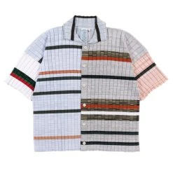 WASTE YARN PROJECT BIG RIBS LUKA SHIRT LIGHT MELANGE STRIPES - S (C)