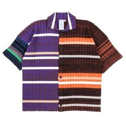 WASTE YARN PROJECT BIG RIBS LUKA SHIRT DARK MELANGE STRIPES - M (A)