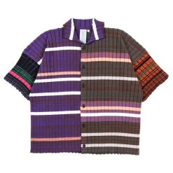 WASTE YARN PROJECT BIG RIBS LUKA SHIRT DARK MELANGE STRIPES - M (B)