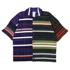 WASTE YARN PROJECT BIG RIBS LUKA SHIRT DARK MELANGE STRIPES - M (C)