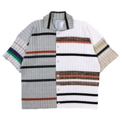 WASTE YARN PROJECT BIG RIBS LUKA SHIRT LIGHT MELANGE STRIPES - M (A)