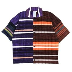 WASTE YARN PROJECT BIG RIBS LUKA SHIRT DARK MELANGE STRIPES - L (A)